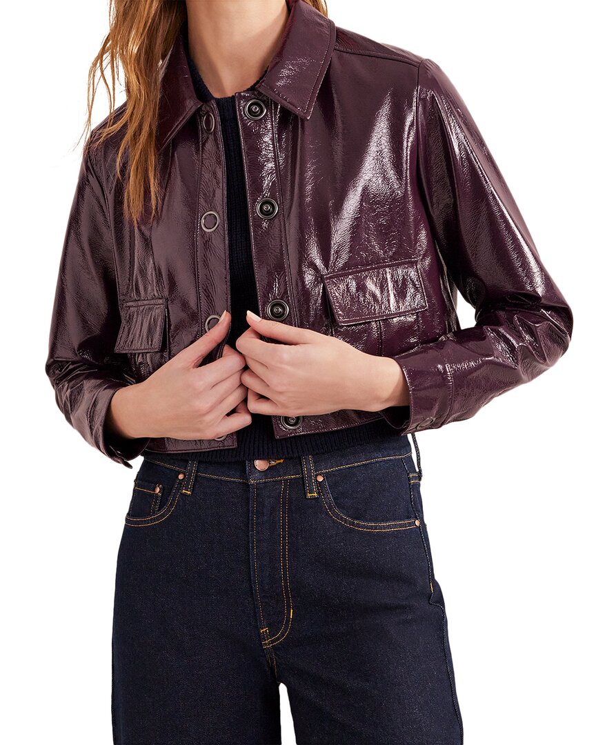 Boden Cropped Collared Jacket In Maroon