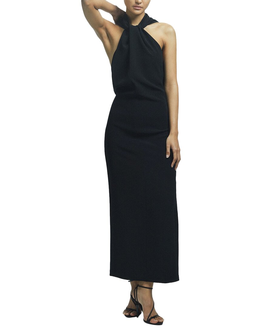 Reiss Black Halter Neck Midi Dress In Black