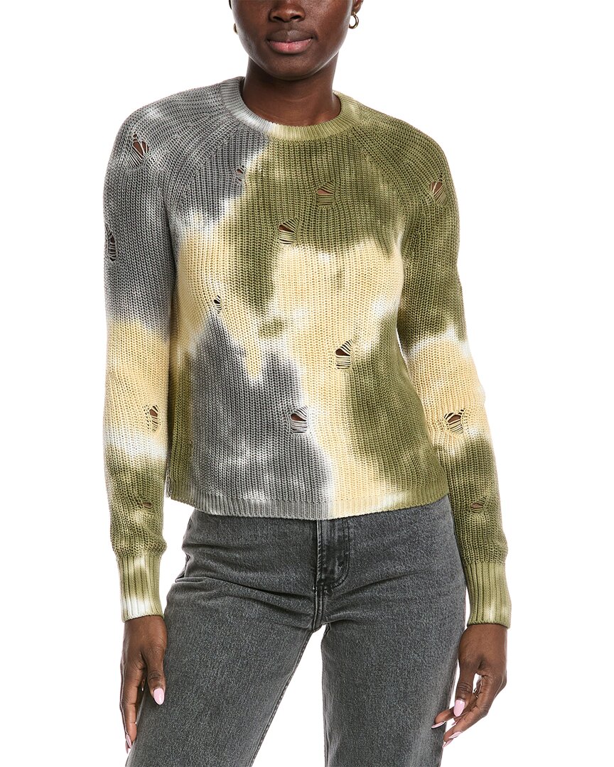 Autumn Cashmere Cotton By  Distressed Splotch Shaker Sweater In Green