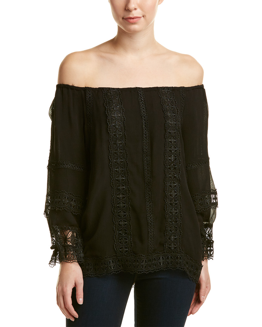 Image of ecru Off-the-Shoulder Silk Top