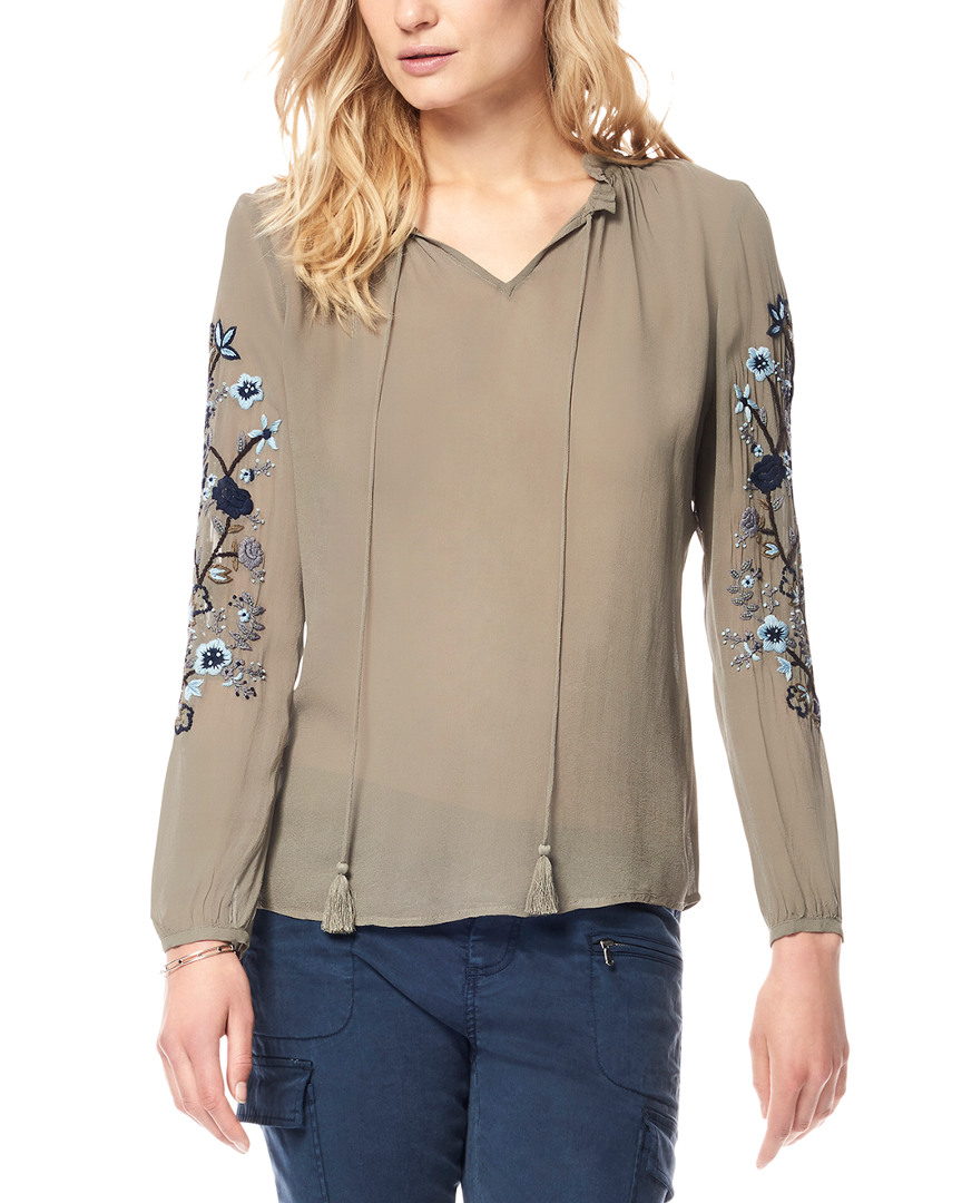 Image of ecru Embroidered Sleeve Top