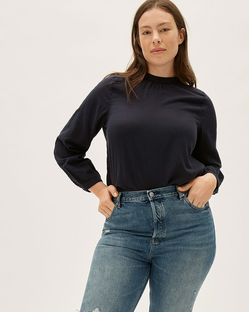 Everlane The Double-gauze Shirred Top In Black