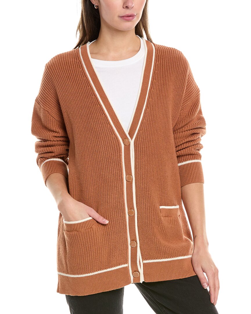 525 America Emma Cardigan With Tipping In Toasted Almond In Brown