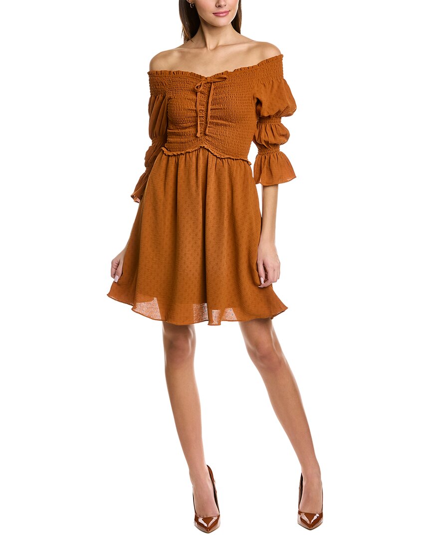 bcbgeneration off-the-shoulder flounce dress