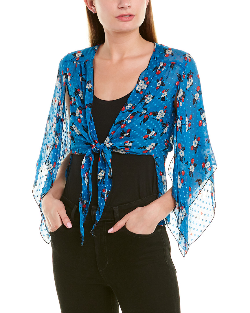 Image of Anna Sui Cherry Picnic Silk-Blend Top