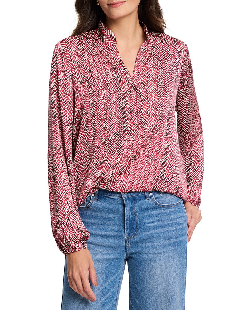Nic + Zoe Nic+zoe Petite Herringbone Stamp Top In Red