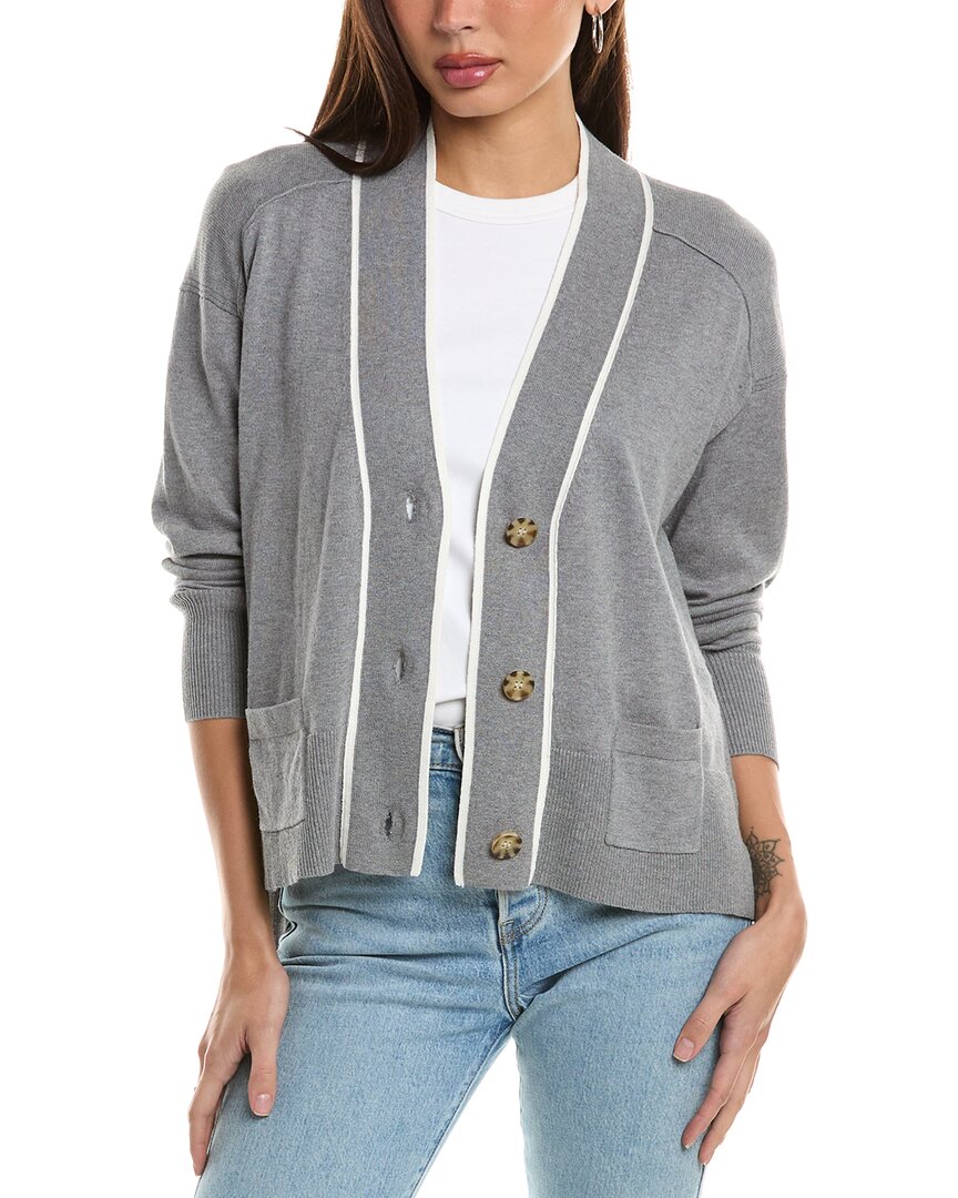 Shop Hannah Rose Tipped High-low Cashmere-blend Sweater In Grey