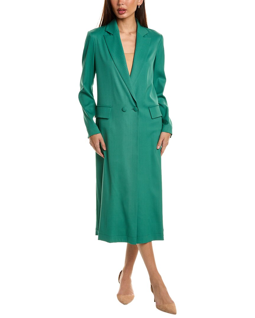 Shop Oscar De La Renta Gabardine Wool-blend Coat In Green