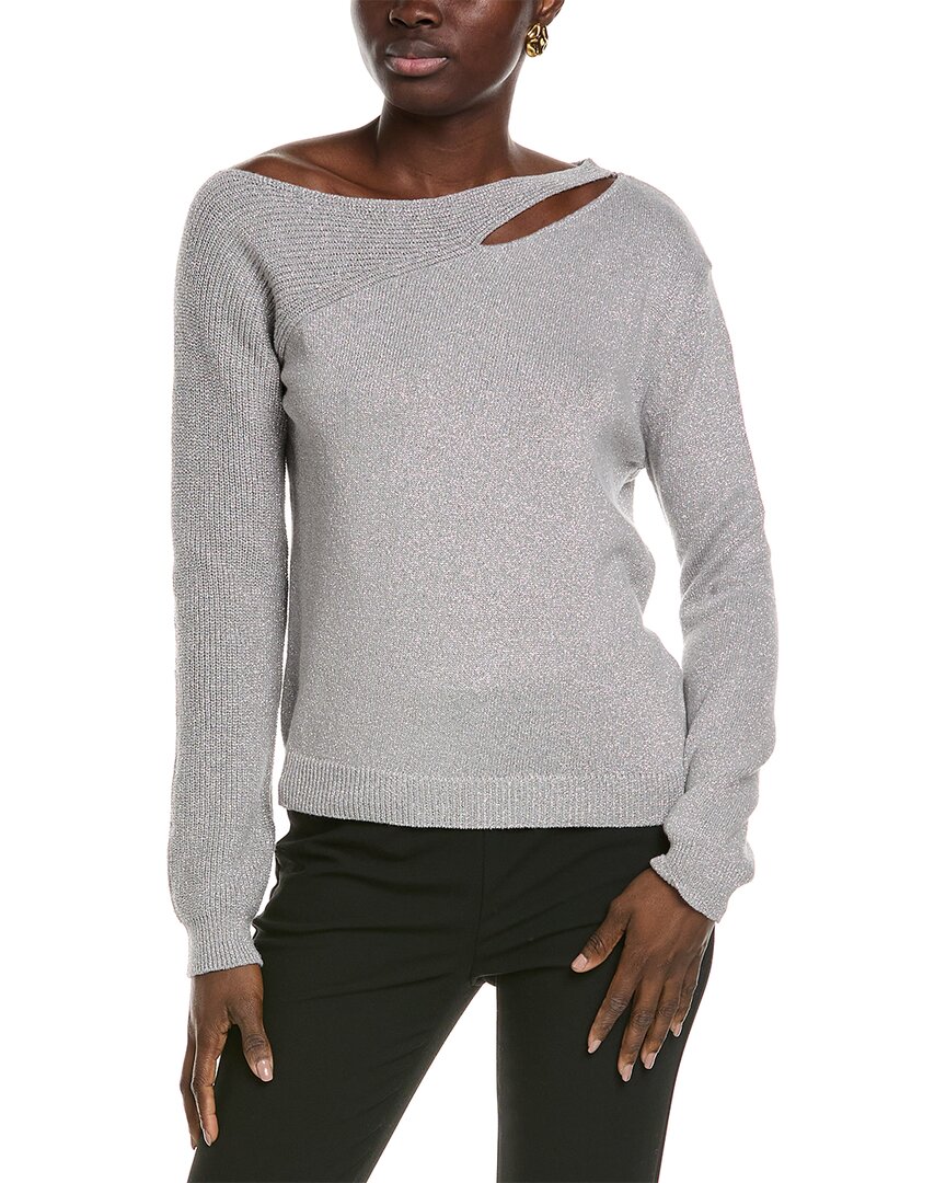 Vince Camuto One Side Shoulder Cutout Sweater In Silver