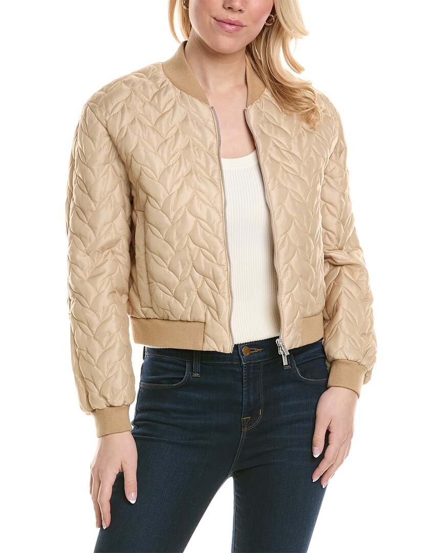 Shop Peserico Quilted Crop Jacket In Beige