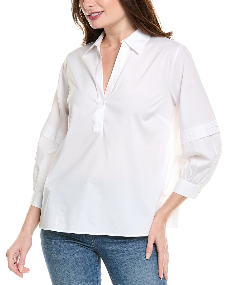 Foxcroft Frankie Stretch Popover Shirt In White