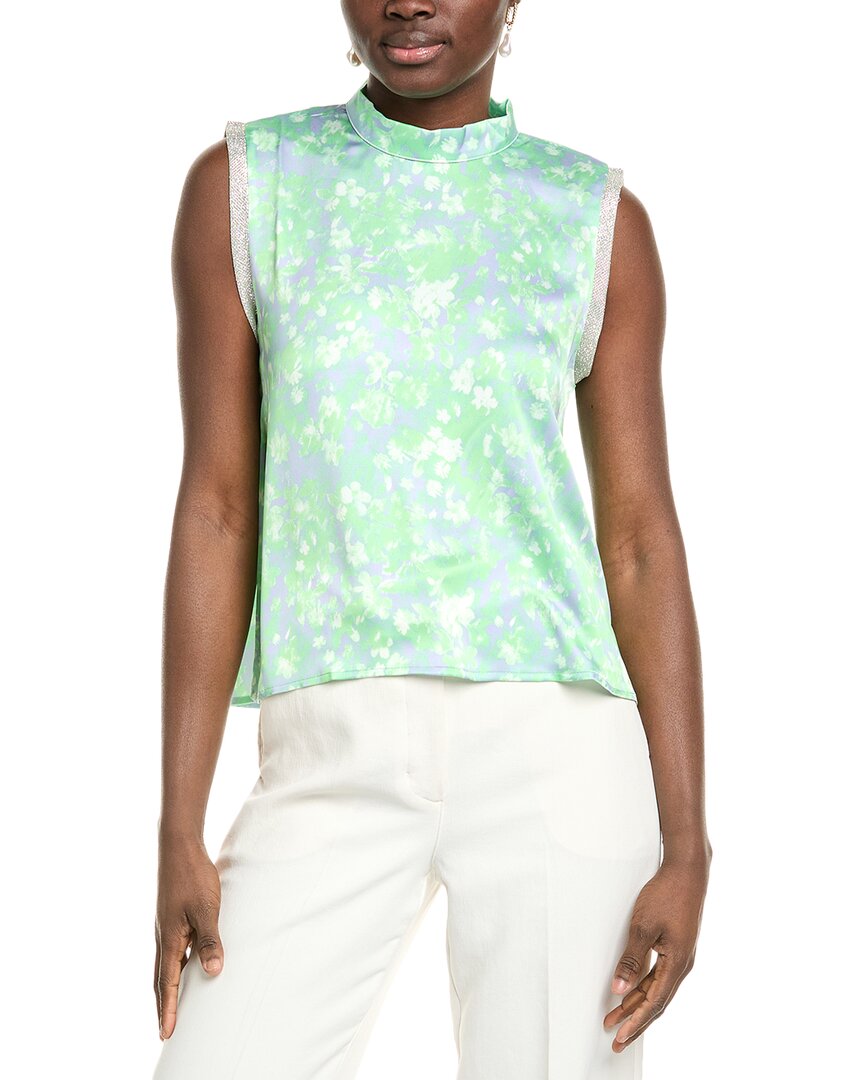 Gracia Open Back Satin Top In Green