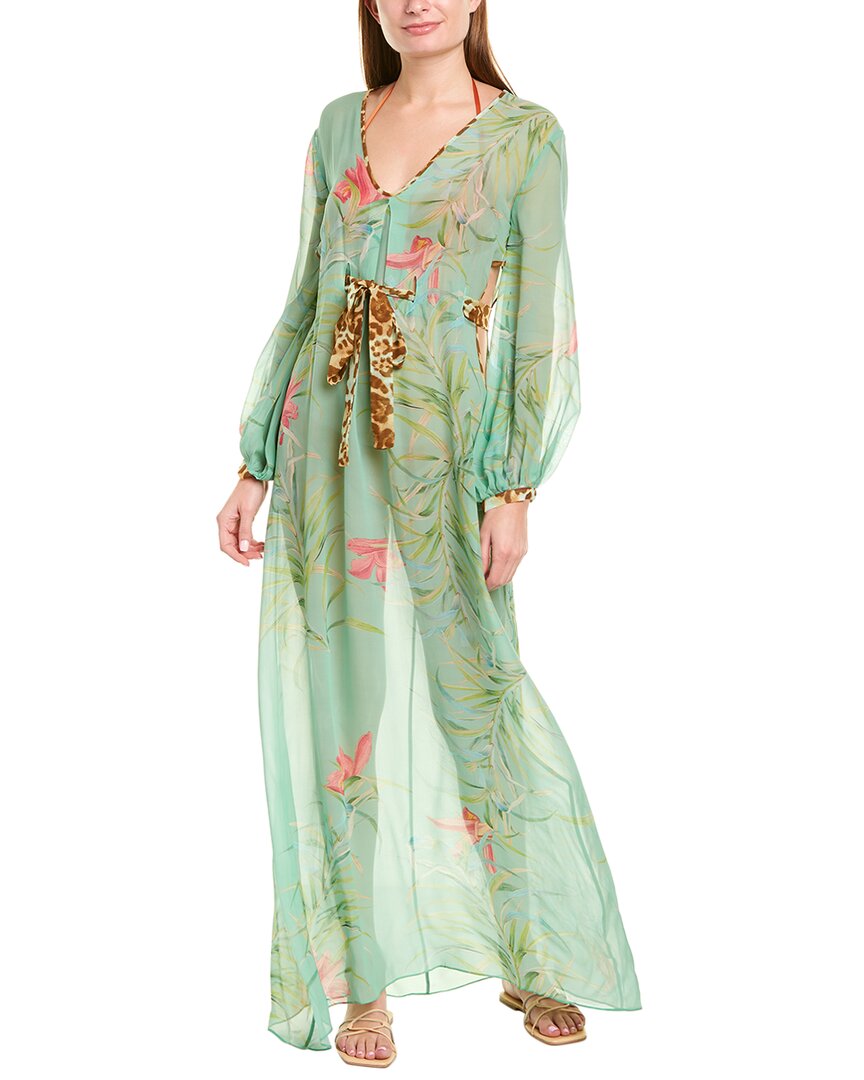 Image of Adriana Degreas Tropical Floral Silk Maxi Dress