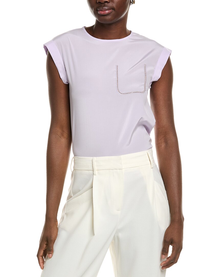 Shop Peserico Silk-blend Top In Purple