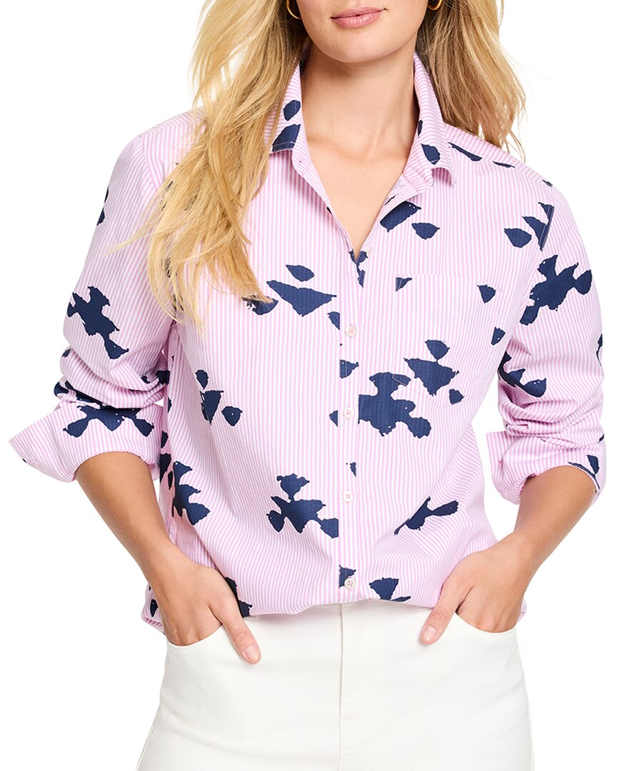 Nic + Zoe Stamped Plus Stripe Woven Shirt