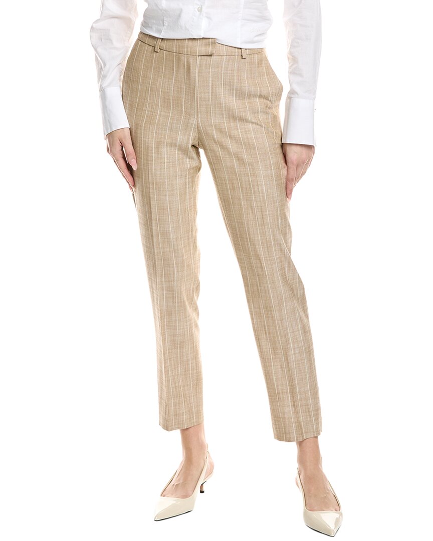 Hugo Boss Regular-fit Trousers With Pinstripe Pattern In Brown
