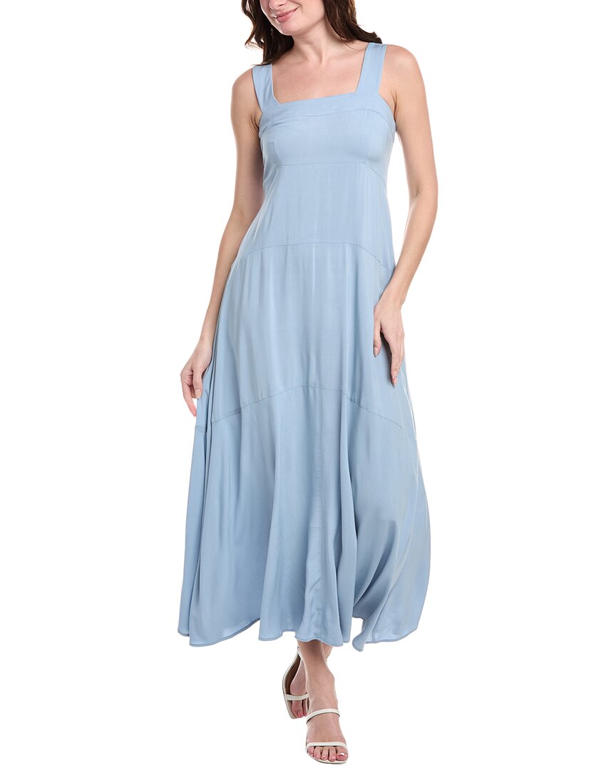 Shop Vince Camuto Tiered Square Neck Maxi Dress In Blue