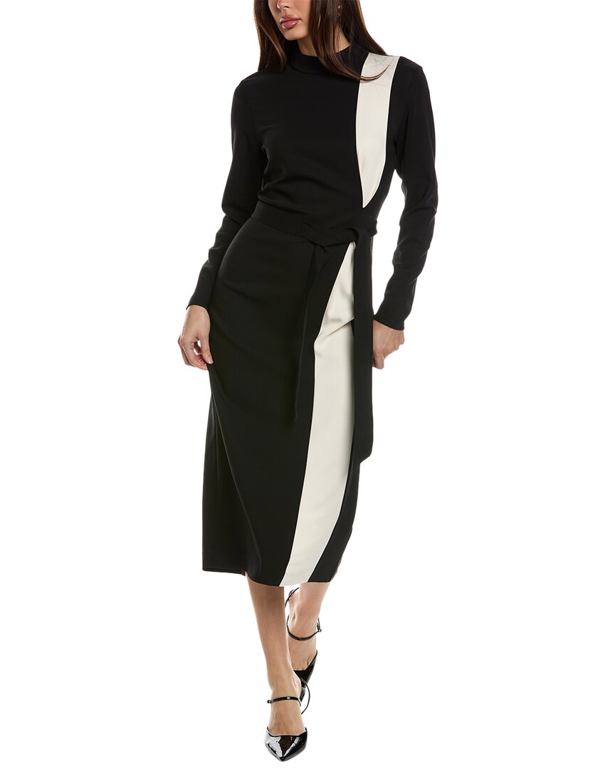 Reiss Millie Contrast-stripe Stretch-woven Midi Dress