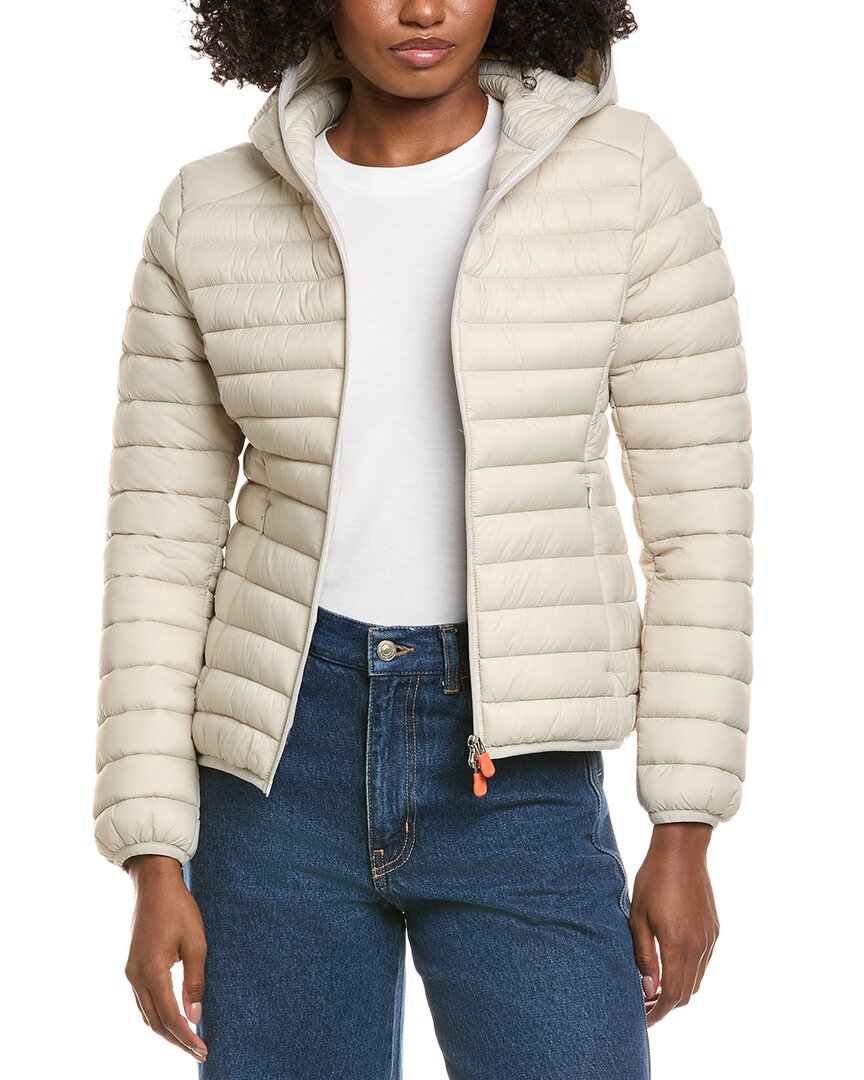 Save The Duck Vicky Short Hooded Basic Jacket In White