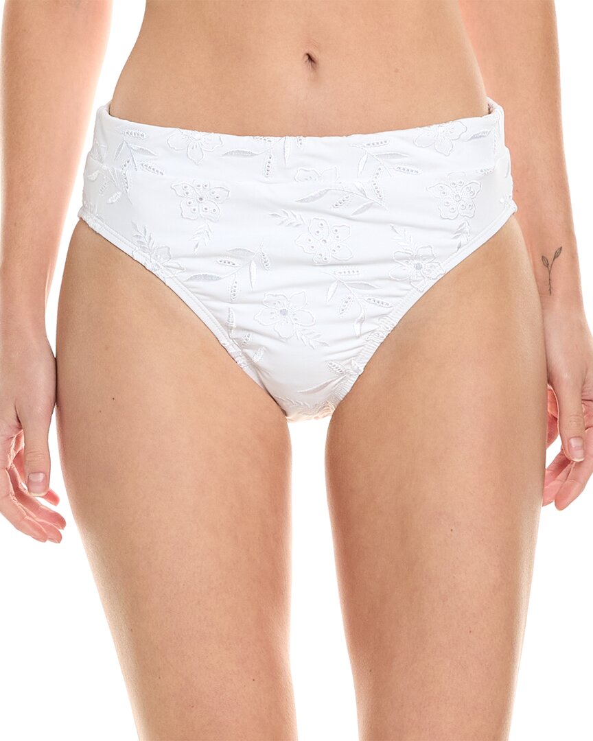 Shop Tommy Bahama Eyelet Hideaway High-waist Bikini Bottom In White