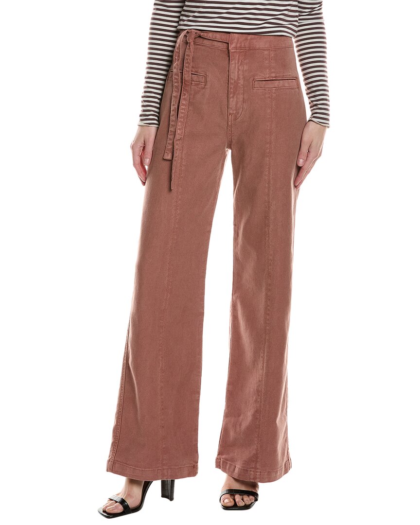 Hudson Jeans Tie-waist Pintucked Linen-blend Trouser In Brown