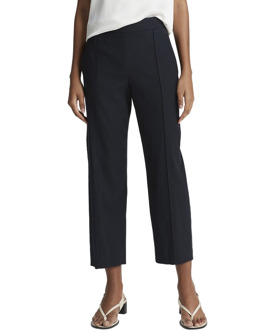 Vince Pintuck Tapered Crop Linen Blend Trousers