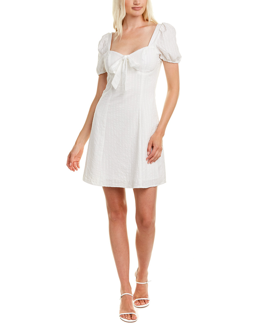 Image of LUMIERE Tie-Front Linen-Blend Mini Dress