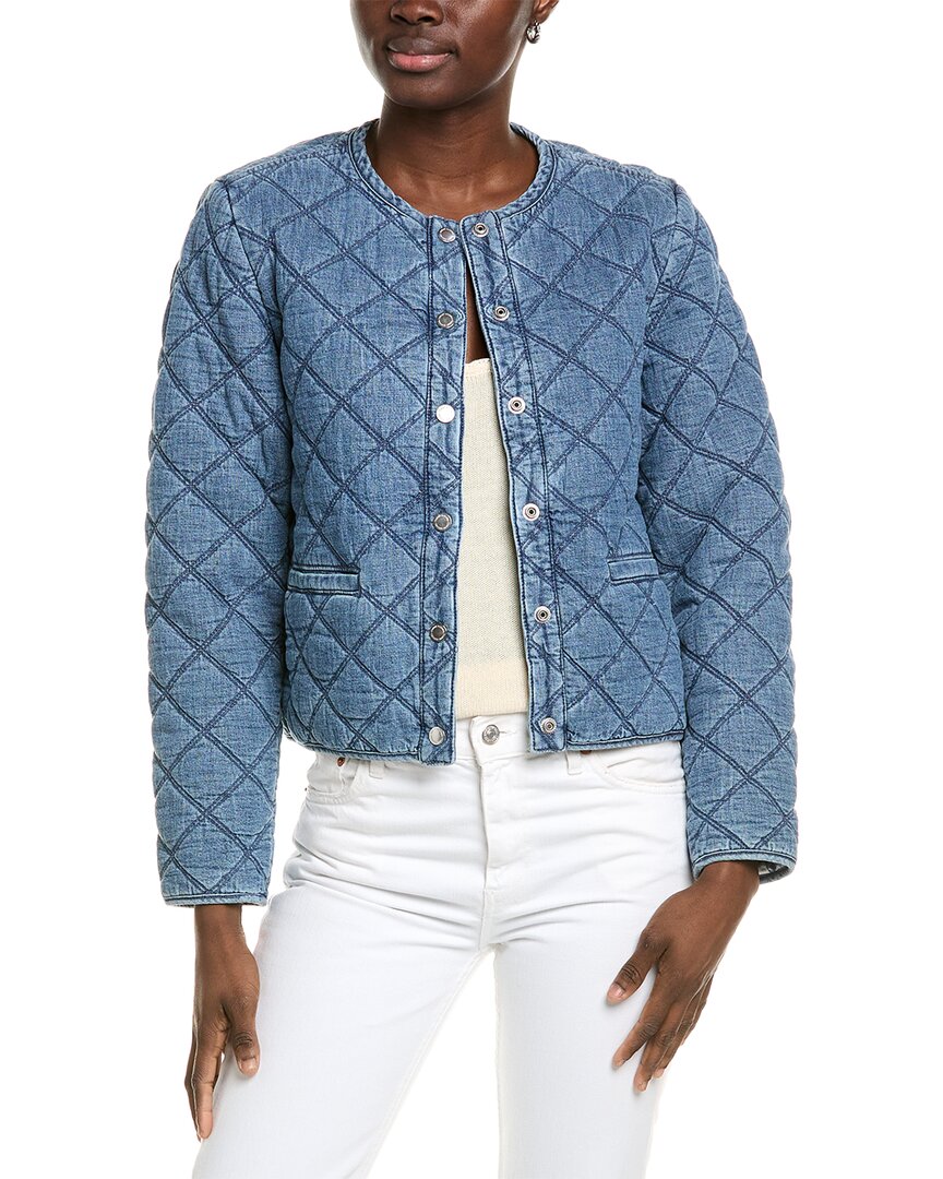 Tommy Bahama Quilted Denim Cropped Jacket In Blue