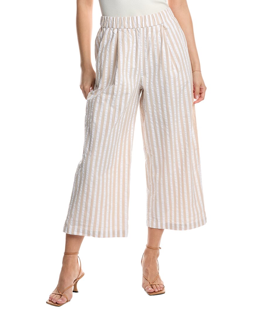 Shop Stateside Puckered Stripe Cropped Pant In Beige