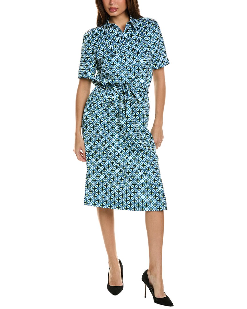 St John St. John Tile Print Shirtdress In Blue