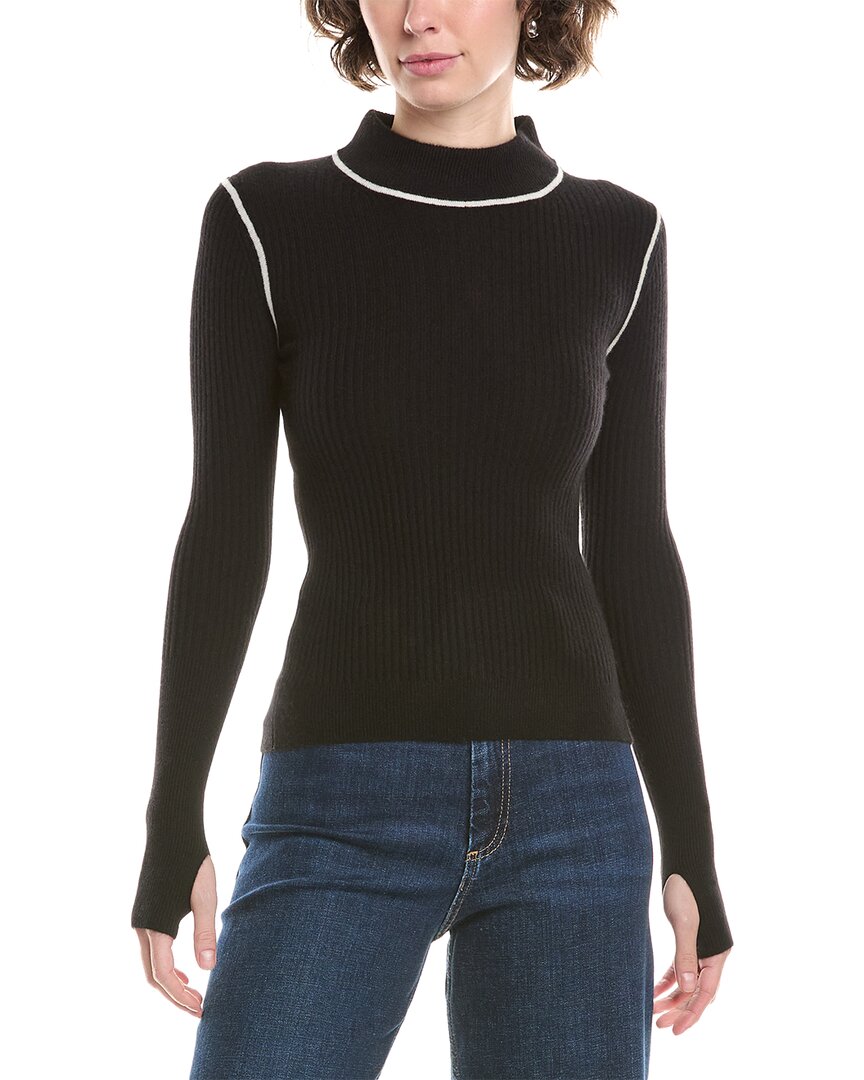 No Name Noname Fine Rib Mock Neck Cashmere Sweater In Black