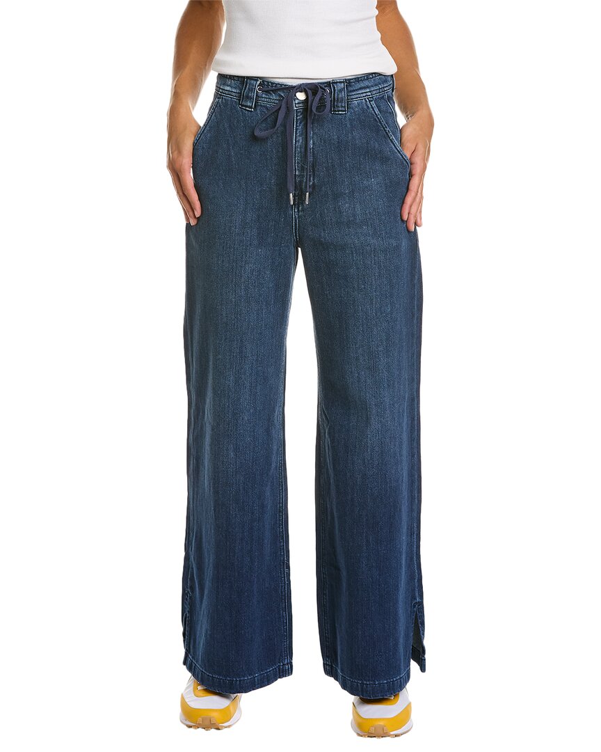 Hudson Jeans Drawstring Wide Leg Trouser With Slit In Blue