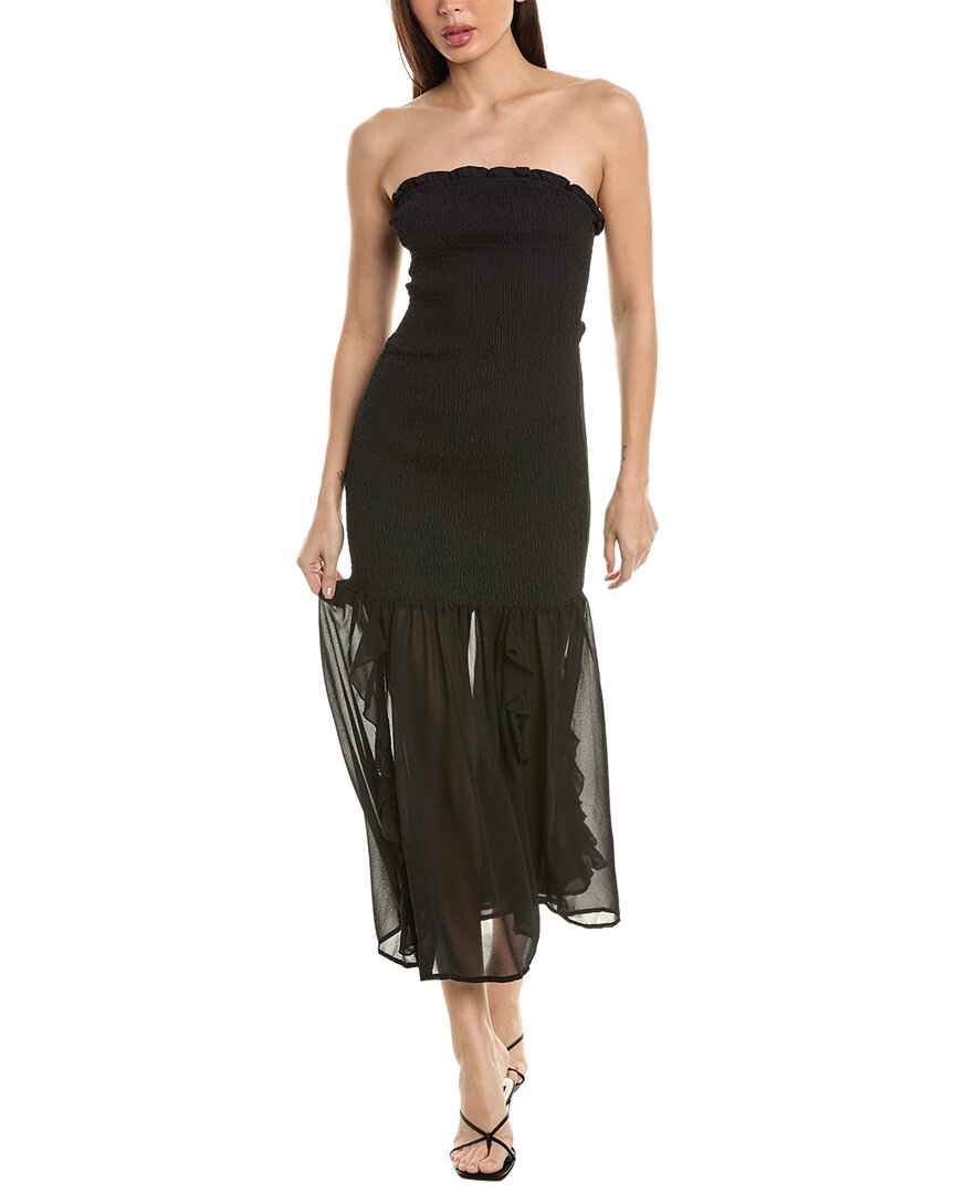 Shop Avantlook Smocked Midi Dress In Black