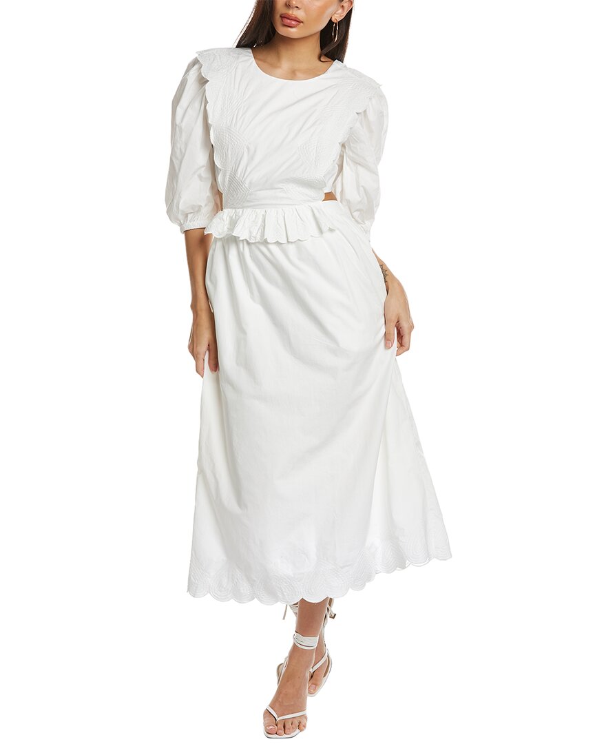 Shop Sea Ny Heidi Heart Quilt Apron Midi Dress In White