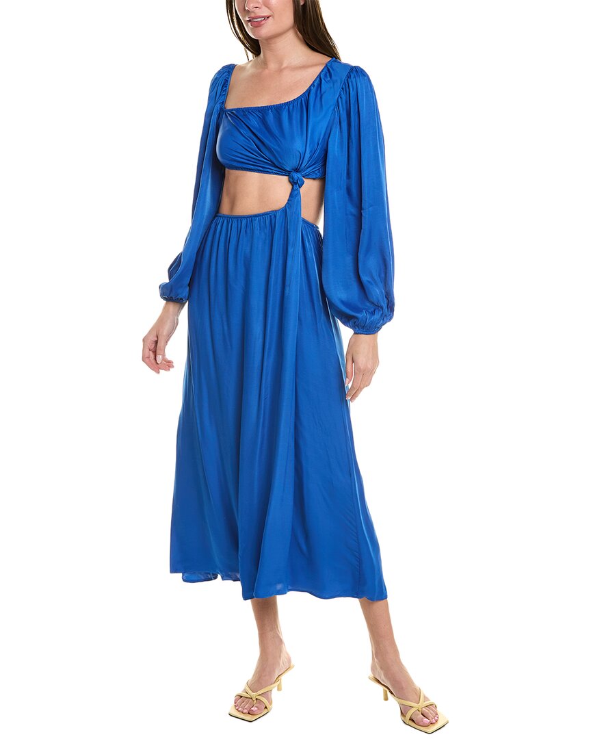 Shop Farm Rio Satin Midi Dress In Blue