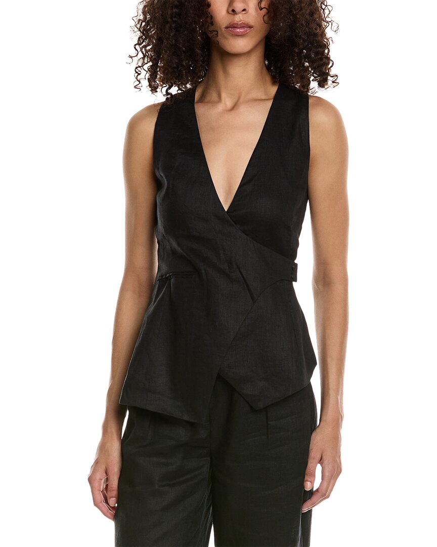 Shop Nicholas Quin Linen-blend Vest In Black
