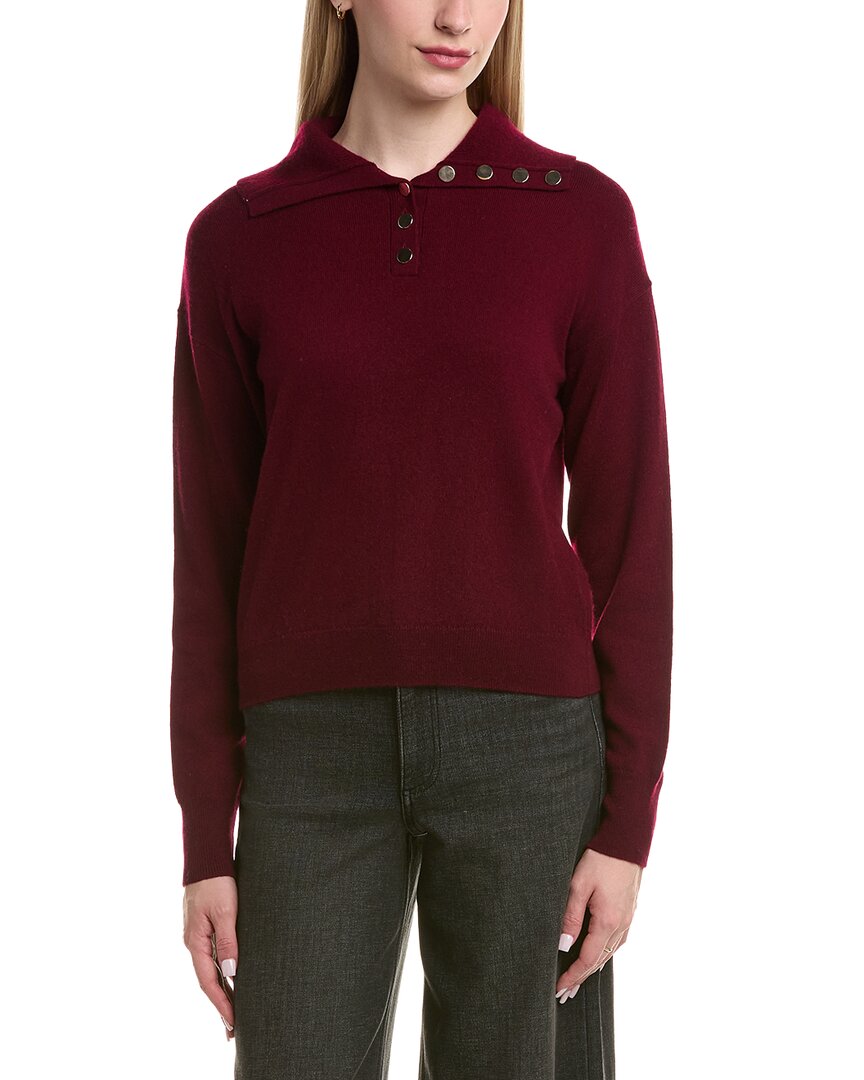 Bruno Magli Half Button Placket Wool & Cashmere-blend Pullover In Burgundy