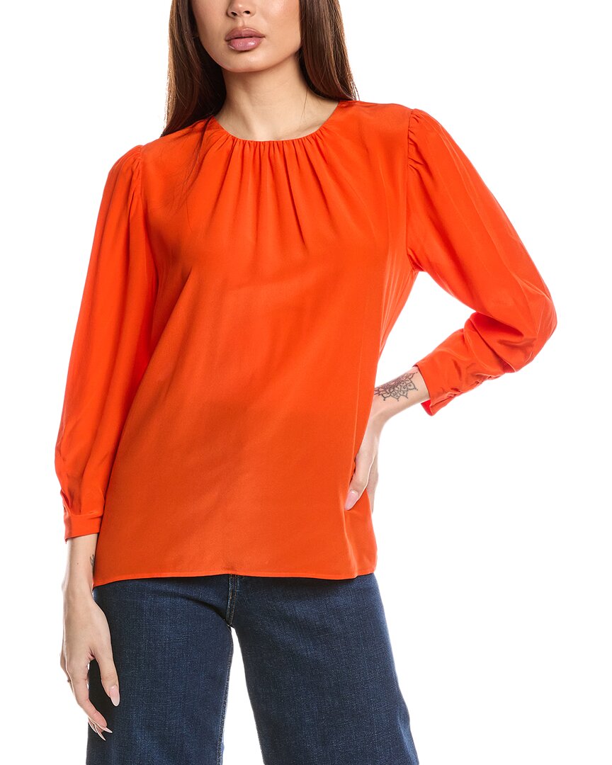 Hugo Boss Bagana Silk Blouse In Orange