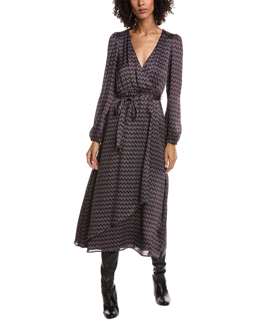 Vince Camuto Wrap Front Bubble Sleeve Maxi Dress In Black