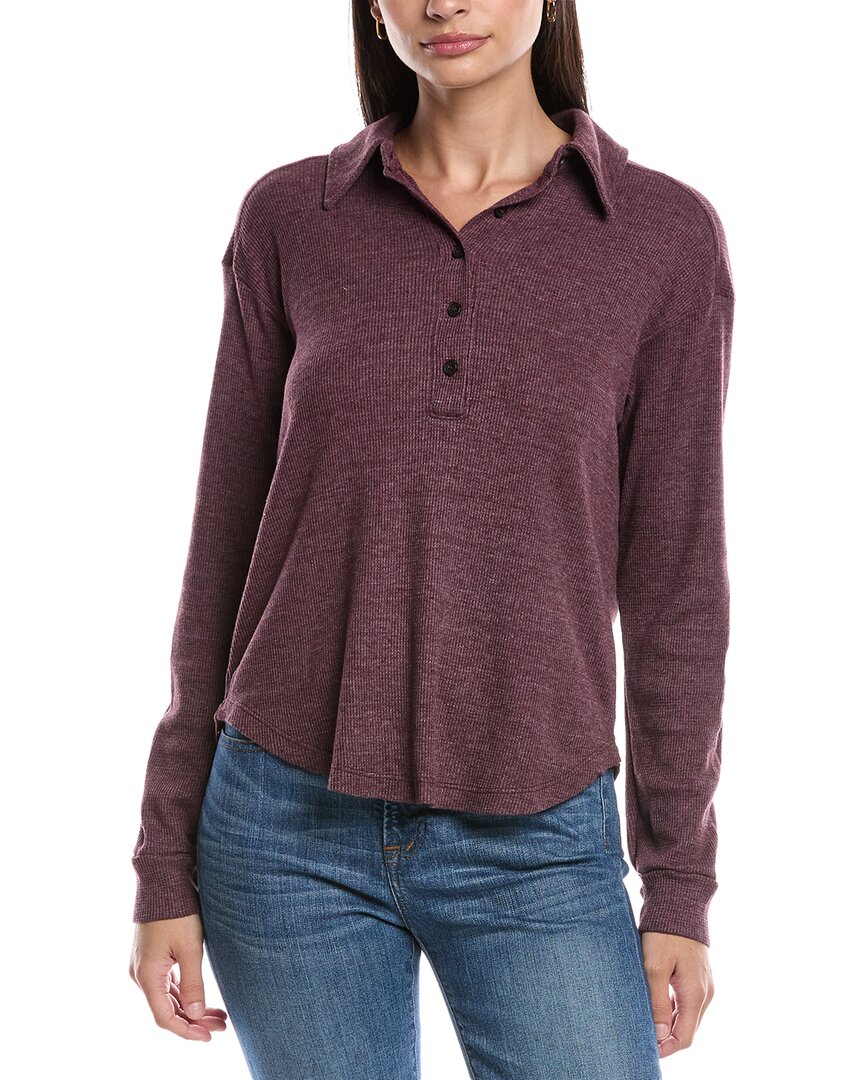 Michael Stars Amina Henley Shirt In Burgundy