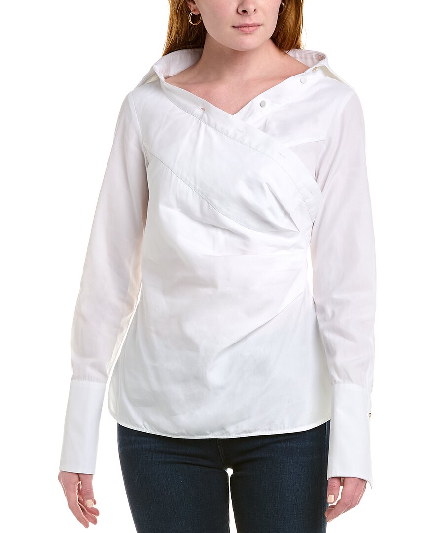 Max Mara Veranda Cotton Poplin Collared Blouse In White