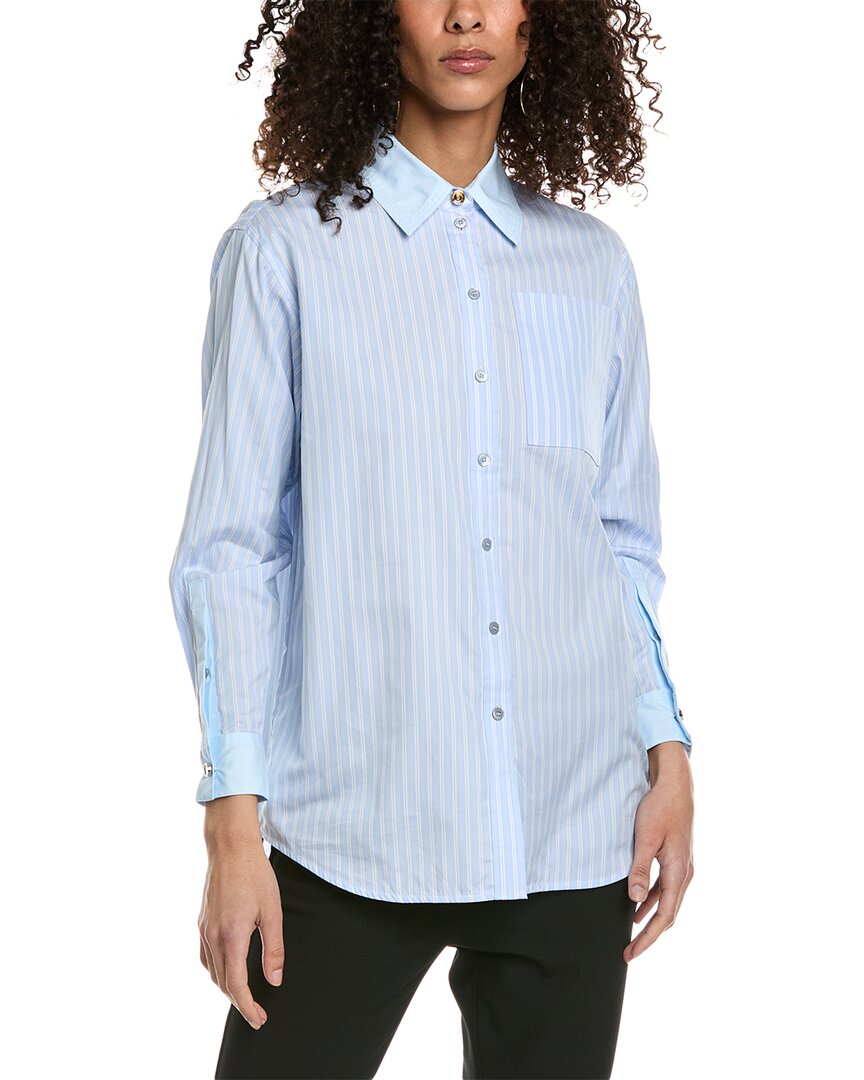 Burberry Striped Cotton Shirt In Blue