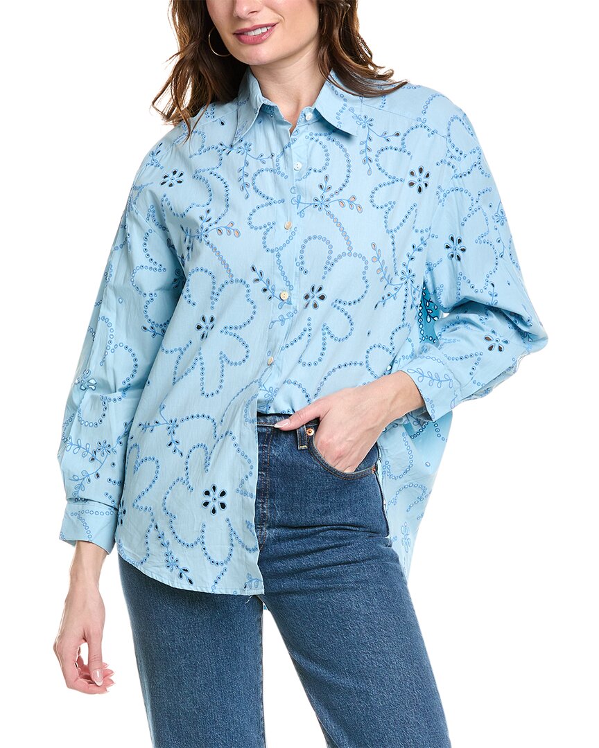 Shop Anna Kay Poenui Eyelet Blouse In Blue