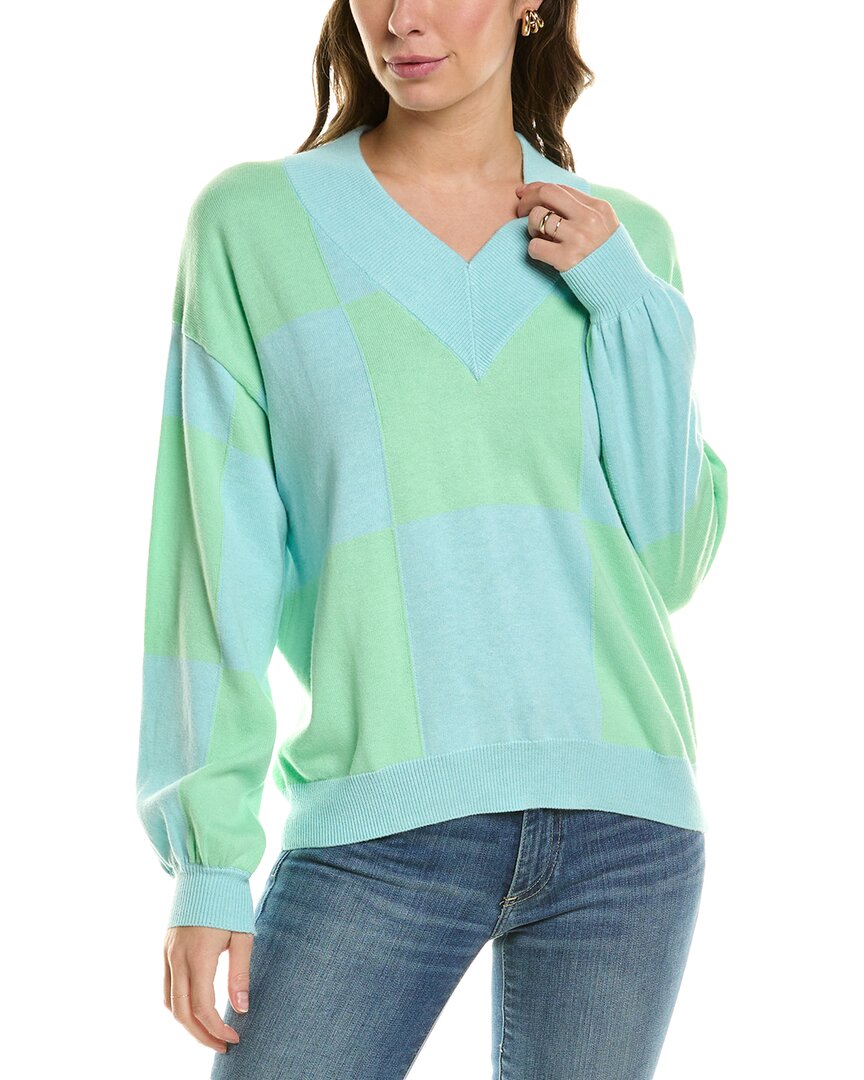 Wispr Extreme Check Slouchy Silk-blend Sweater In Blue