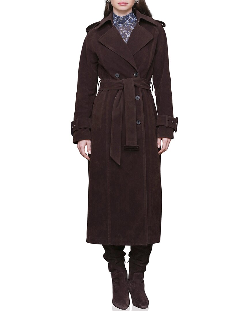 Avec Les Filles Raglan Sleeve Double-breasted Belted Trench Coat In Animal Print