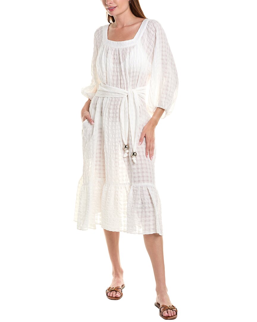 Shop Lisa Marie Fernandez Laure Linen-blend Midi Dress In White