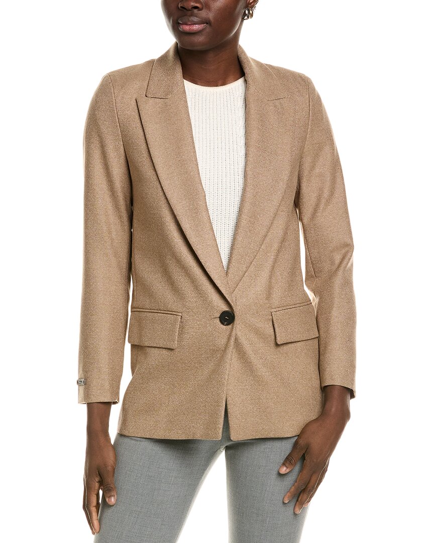 Peserico Wool-blend Blazer In Brown