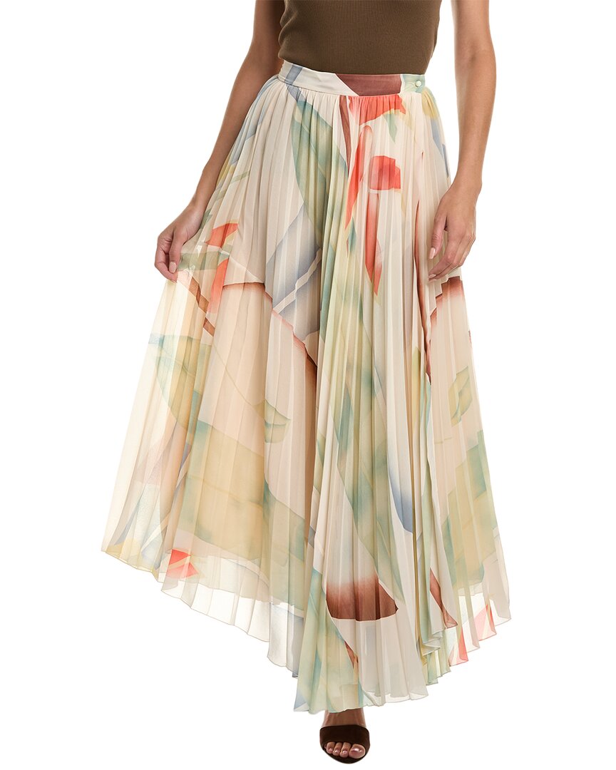 Shop Etro Pleated Silk-lined Wrap Skirt In Beige