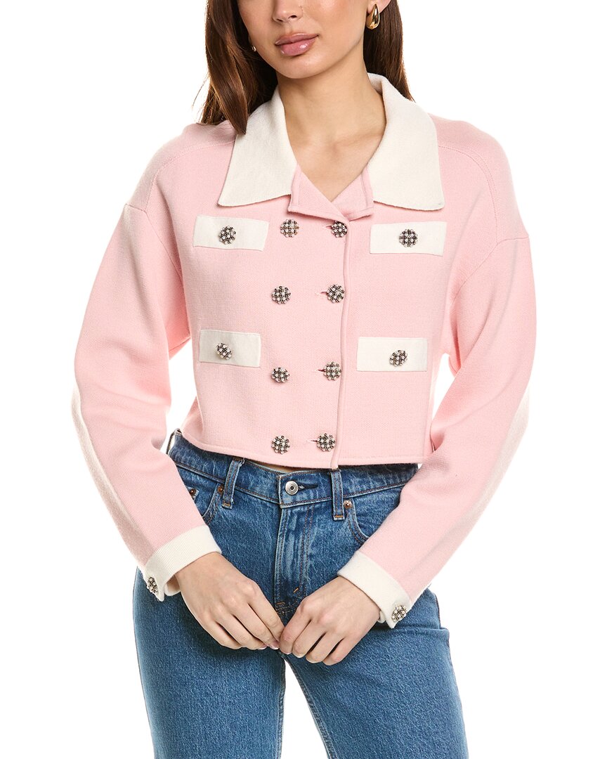 Alice And Olivia Verdell Wool-blend Sweater Jacket In Pink