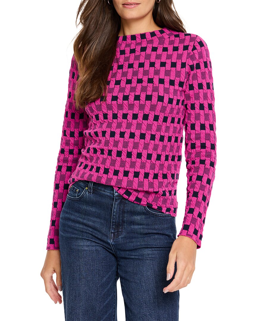 Nic + Zoe Mini Mock Geo Sweater Tee In Pink Multi